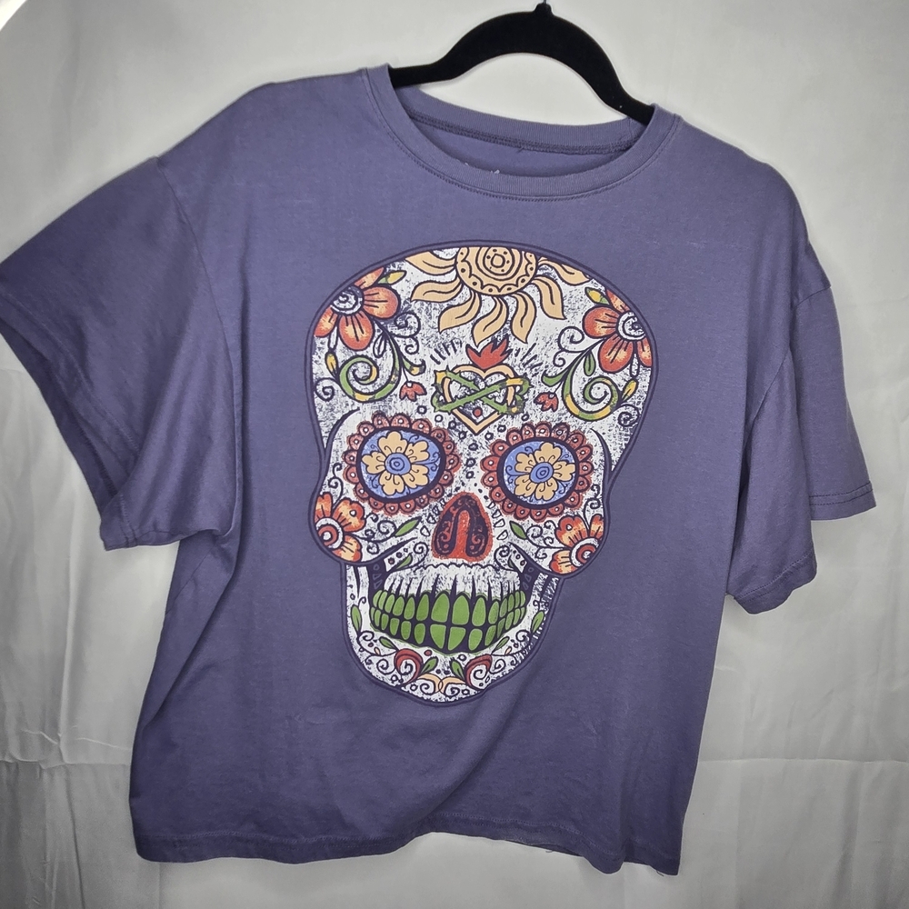 Hasta Siempre Sugar Skull Graphic Tee | Size Small | Vibrant Boho Festival Vibe